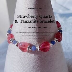 Natural - Strawberry Quartz 
& Tanzanite bracelet